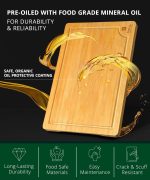𝐋𝐮𝐱𝐮𝐫𝐲 Bamboo Cutting Board for Kitchen - Chopping Board w/Juice Groove & Easy Grip Handle - Organic Wooden Cutting Boards for Meat, Cheese, Fruits & Vegetables (Set of 3) - Image 4