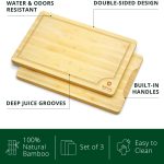 𝐋𝐮𝐱𝐮𝐫𝐲 Bamboo Cutting Board for Kitchen - Chopping Board w/Juice Groove & Easy Grip Handle - Organic Wooden Cutting Boards for Meat, Cheese, Fruits & Vegetables (Set of 3) - Image 2