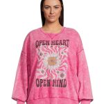 No Boundaries Juniors Plus Size Washed Graphic Crewneck Sweatshirt, Sizes 1X-4X