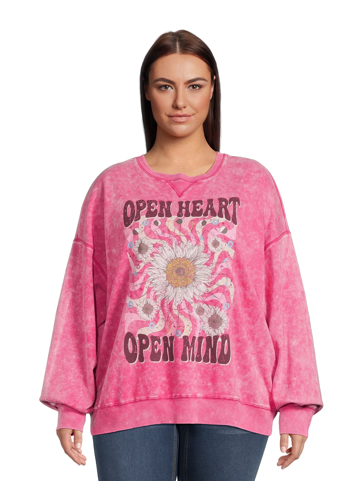 No-Boundaries-Juniors-Plus-Size-Washed-Graphic-Crewneck-Sweatshirt-Sizes-1X-4X_fe24b45d-3b97-4a2d-8811-4a48c7cc91cf.410fccee62405501f8c1d88d7a191818 No Boundaries Juniors Plus Size Washed Graphic Crewneck Sweatshirt, Sizes 1X-4X - Image 1